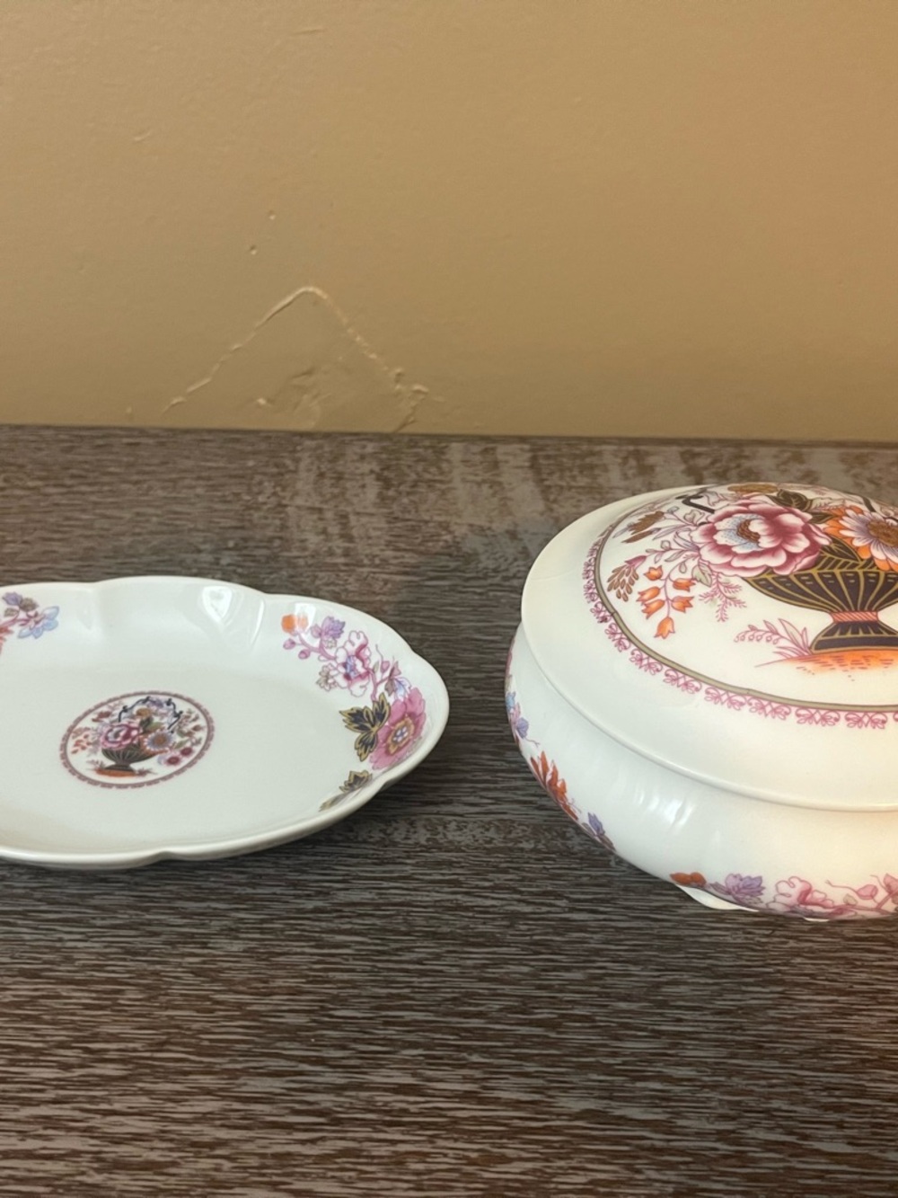 Chamart Limoges France Porcelain Floral Lidded Jar & Tray Oval Art Nouveau Set